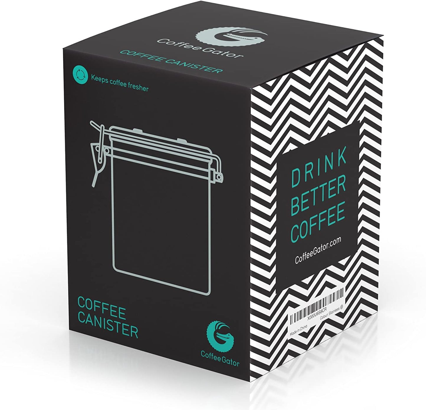 Coffee Gator Coffee Canister Airtight, 16Oz Stainless Steel and 4Oz Borosilicate Glass Travel Kitchen Food Storage Container with Date Tracker, Scoop for Beans, Ground, Sugar, Tea, Cookies Jars