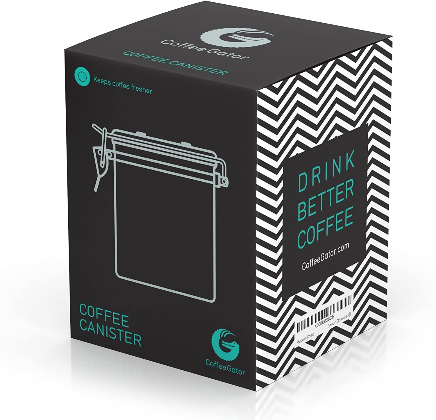 Coffee Gator Coffee Canister Airtight, 16Oz Stainless Steel and 4Oz Borosilicate Glass Travel Kitchen Food Storage Container with Date Tracker, Scoop for Beans, Ground, Sugar, Tea, Cookies Jars