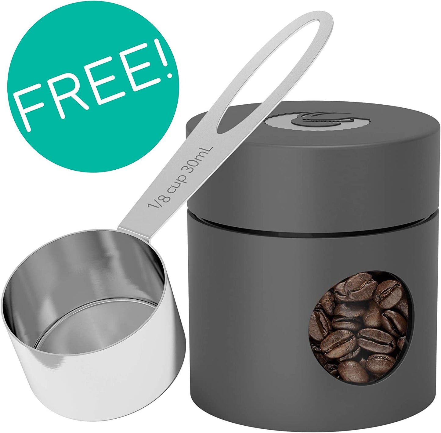 Coffee Gator Coffee Canister Airtight, 16Oz Stainless Steel and 4Oz Borosilicate Glass Travel Kitchen Food Storage Container with Date Tracker, Scoop for Beans, Ground, Sugar, Tea, Cookies Jars